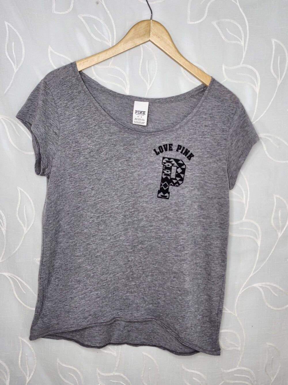 PINK by Victoria's Secret Gray Fashion Top T-Shirt Women's Medium